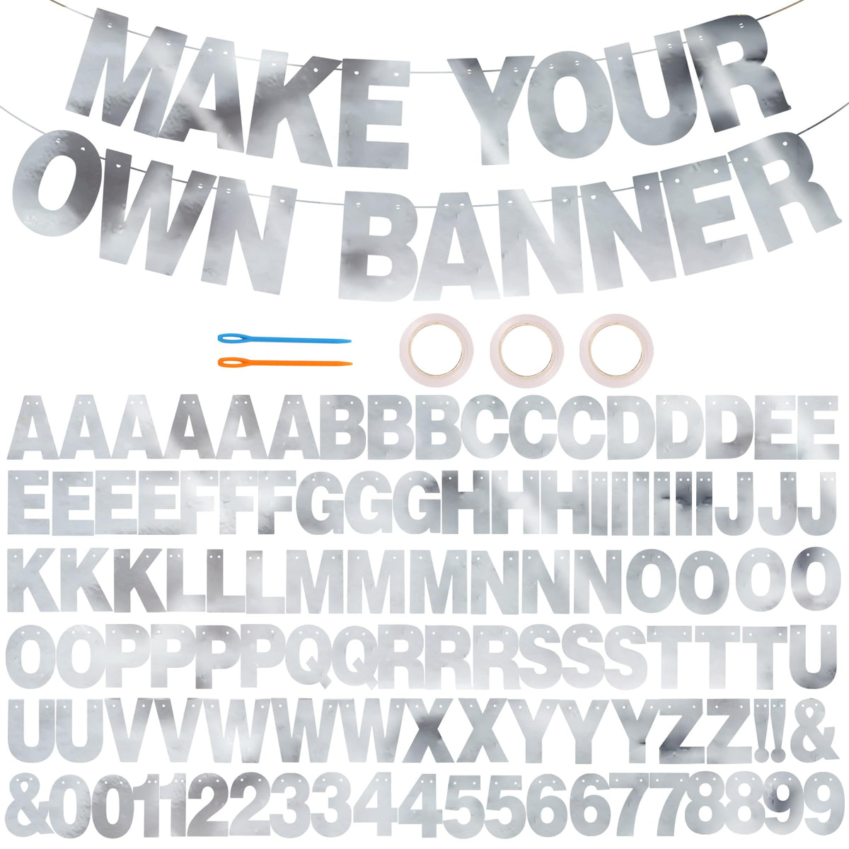 BEISHIDA banner kit with glitter letters for customizable birthday messages on both sides.