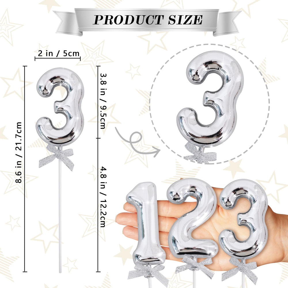 BEISHIDA birthday cake topper in silver adds a festive touch to dessert.
