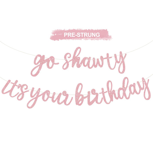 BEISHIDA Go Shawty banner, pre-strung glitter decor, ready to hang for quick party setup.