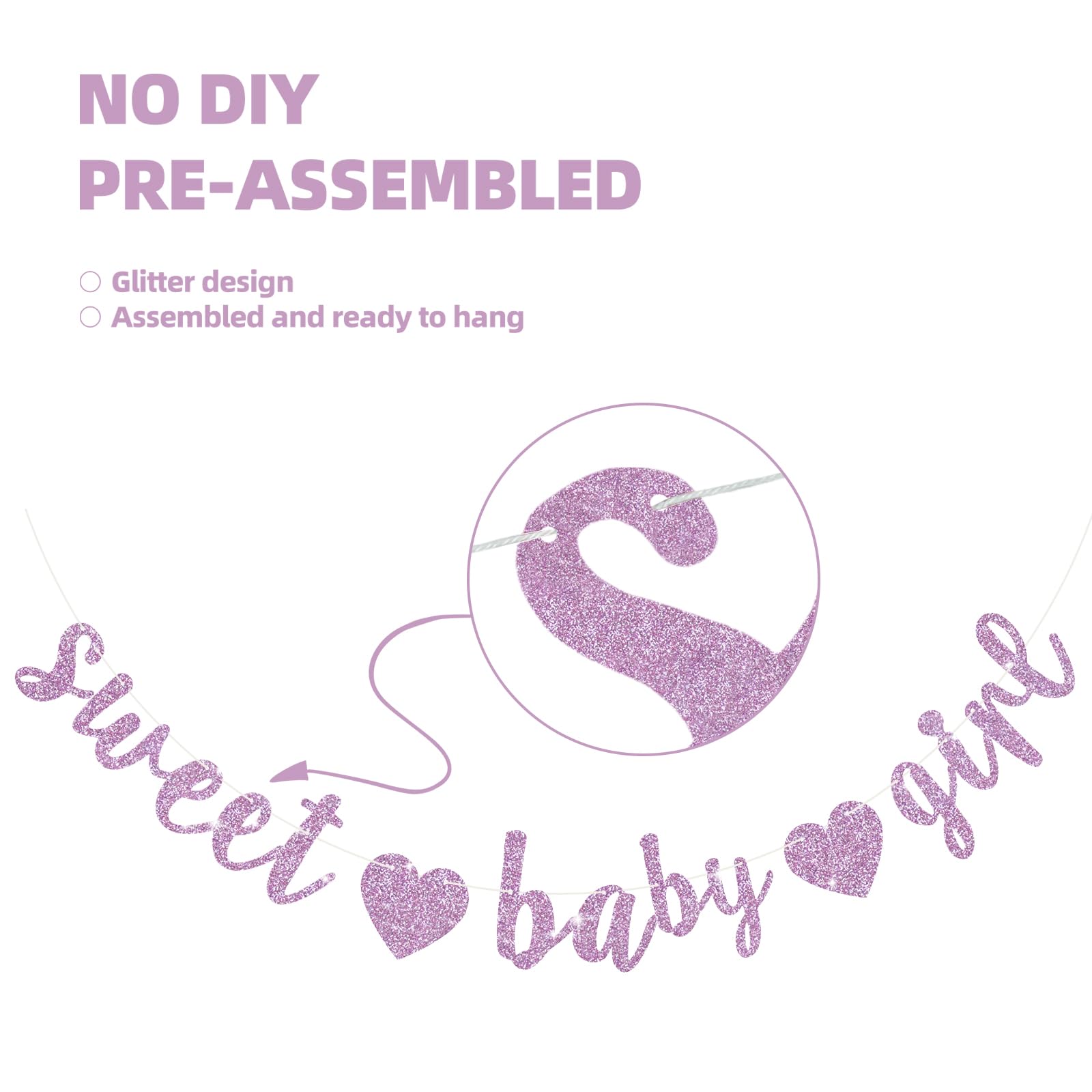 BEISHIDA girl baby shower banner with glitter design for eye-catching celebrations.