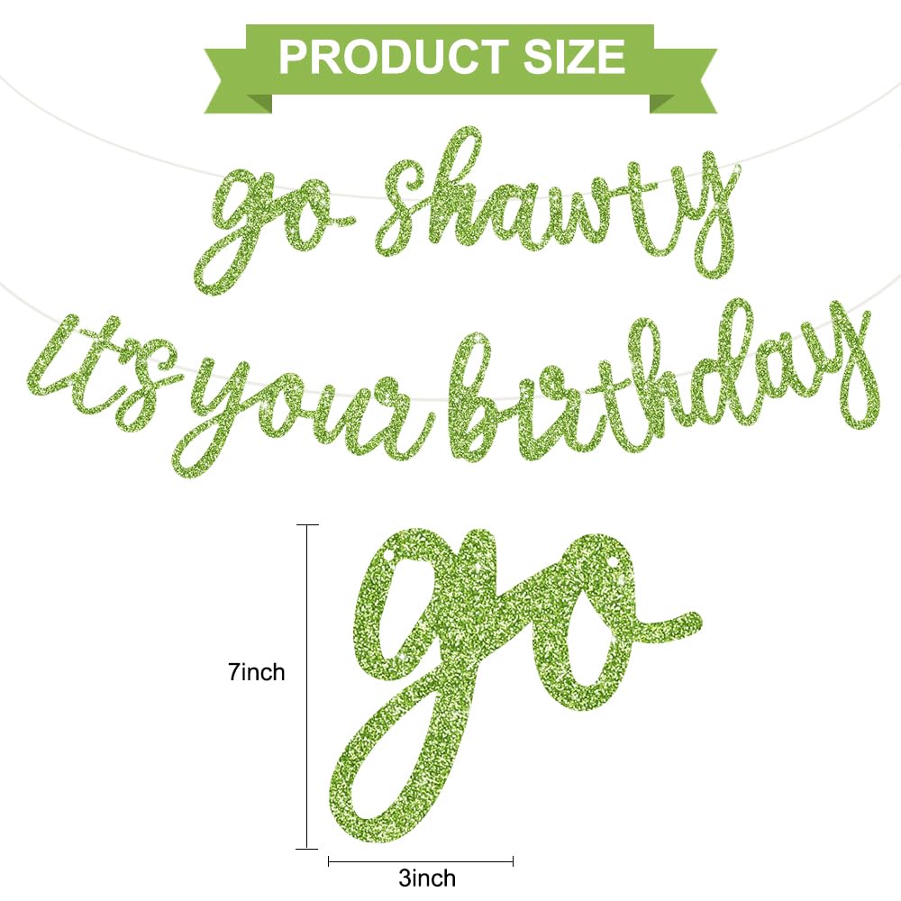BEISHIDA glitter birthday banner with grass-green lettering.