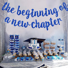 BEISHIDA Glitter Blue banner hanging setup versatile for walls, ceilings.