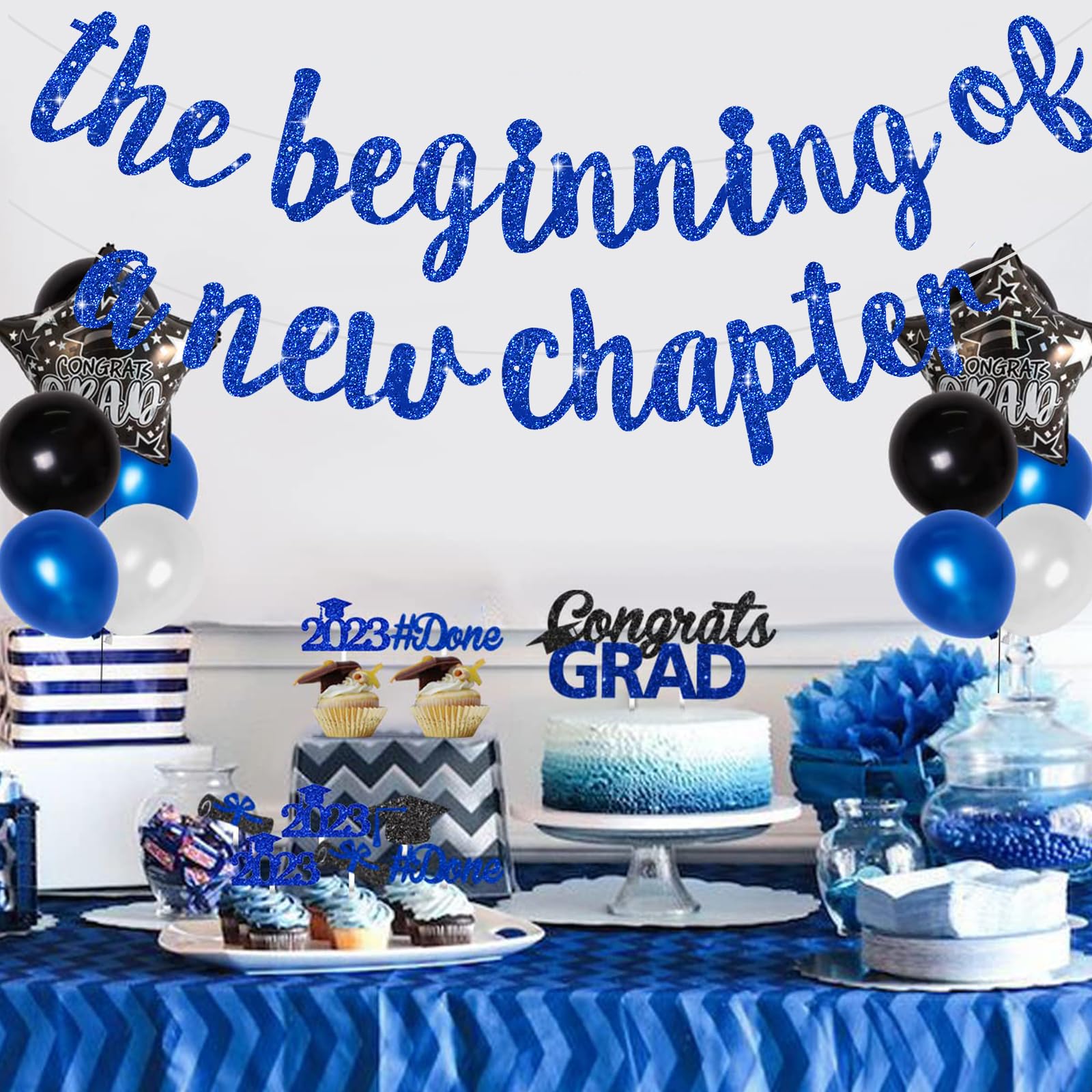 BEISHIDA Glitter Blue card stock banner is sturdy and reusable.