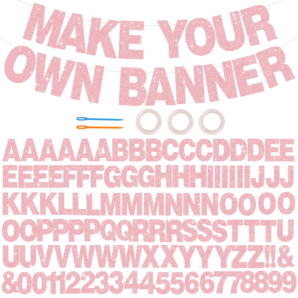BEISHIDA glitter dark pink banner kit overview for stylish party decor
