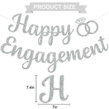 BEISHIDA Glitter Happy Engagement Banner closeup of glitter letters for photos