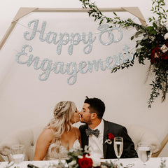 BEISHIDA Glitter Happy Engagement Banner silver wall decor adds reflective sparkle