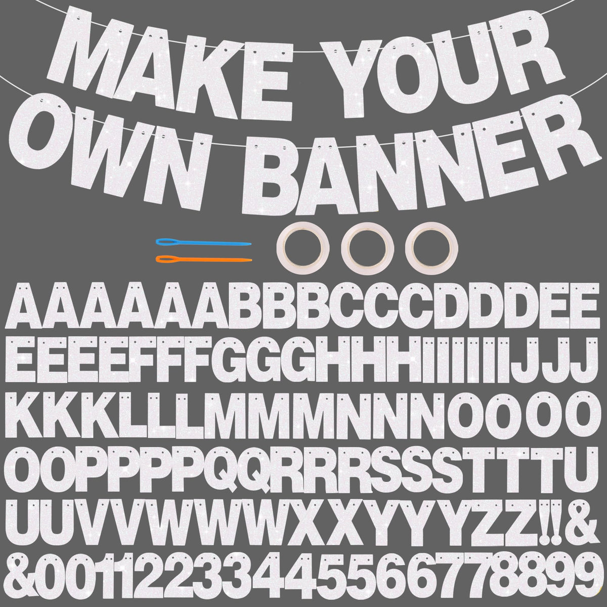 BEISHIDA glitter banner letters and numbers for customizable birthday decor.