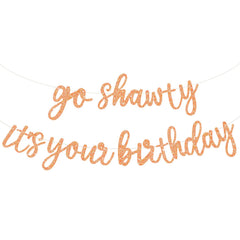 BEISHIDA glitter light orange Go Shawty banner pre-strung for quick setup.
