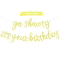 BEISHIDA Glitter Light Yellow Go Shawty banner pre-strung for quick setup and party sparkle.