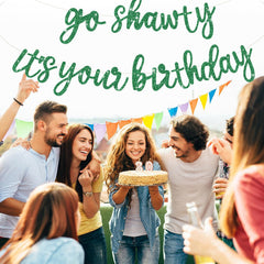 BEISHIDA Green Go Shawty banner on mantel creates instant focal point