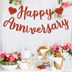 BEISHIDA hanging happy anniversary banner ideal for mantels and banisters.