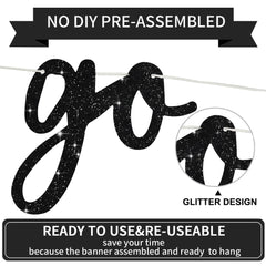 BEISHIDA hip hop glitter banner adds bold style to mantels and dessert tables.
