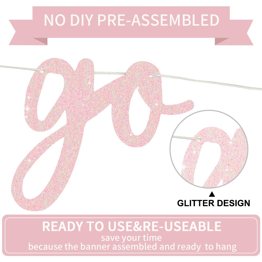 BEISHIDA light pink glitter birthday banner adds festive sparkle
