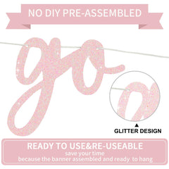 BEISHIDA light pink glitter birthday banner adds festive sparkle