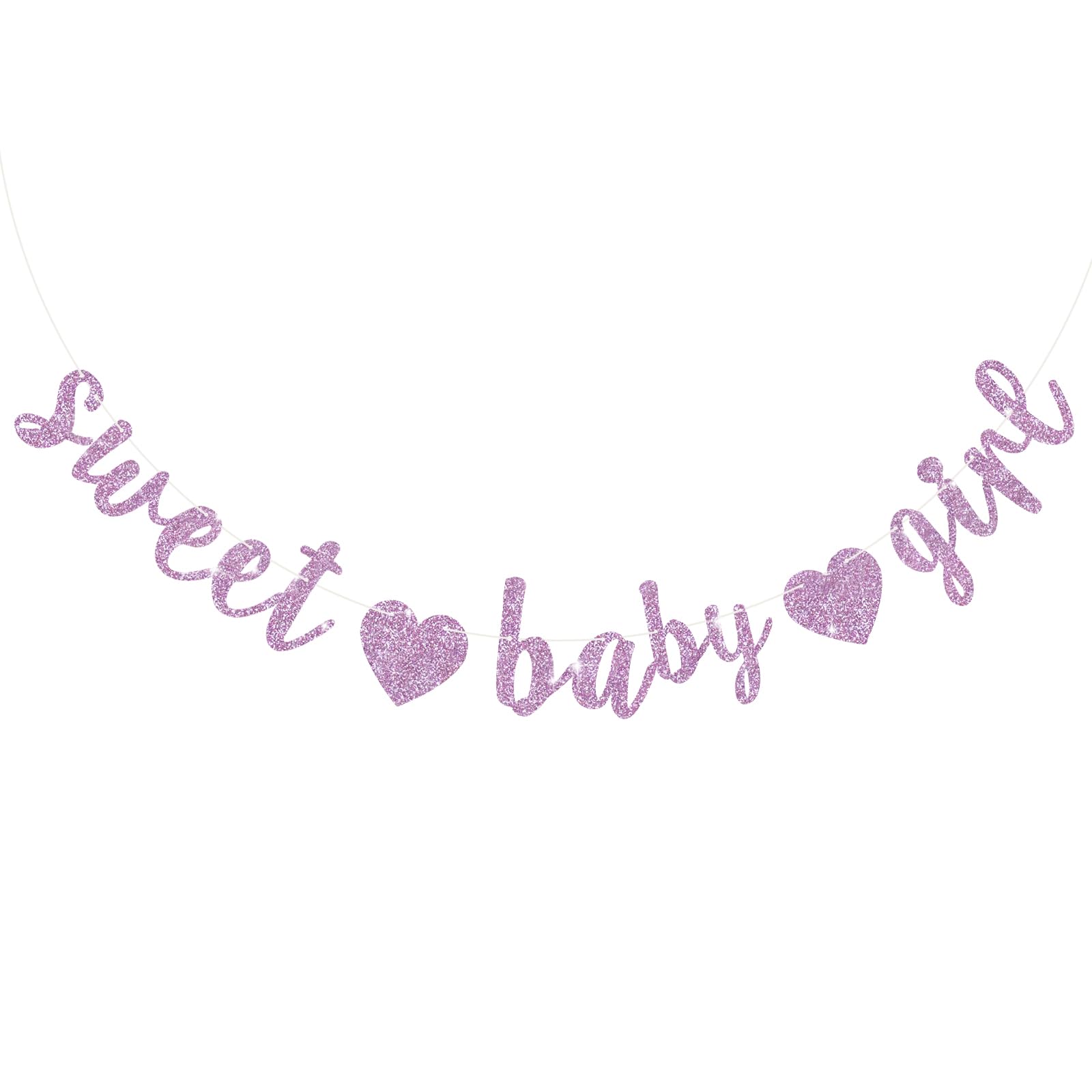 BEISHIDA light purple glitter girl banner, pre-strung for quick party setup and stylish decor.