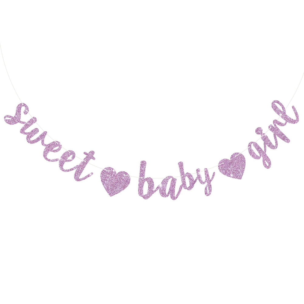 BEISHIDA light purple glitter girl banner, pre-strung for quick party setup and stylish decor.