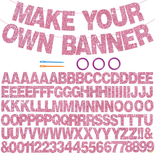BEISHIDA pink glitter banner letters for personalized party decor