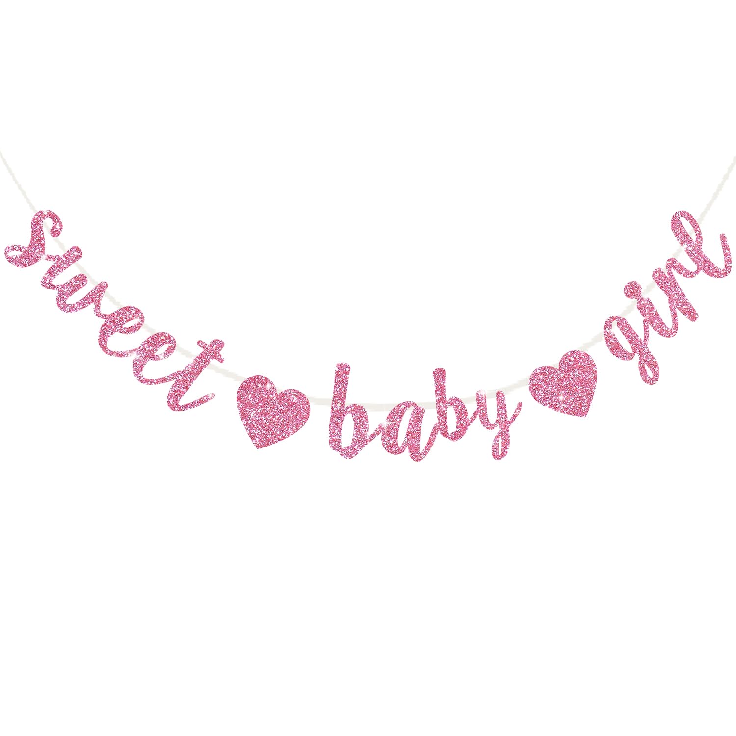 BEISHIDA pink glitter girl banner front view for a festive baby shower