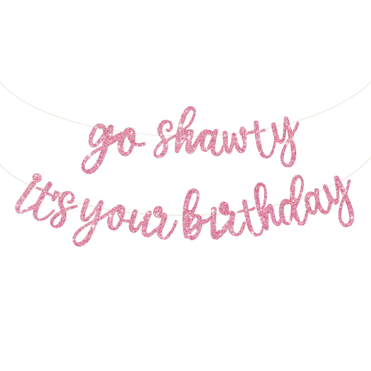 BEISHIDA Pink Go Shawty banner pre-strung for quick, mess-free party decorating.