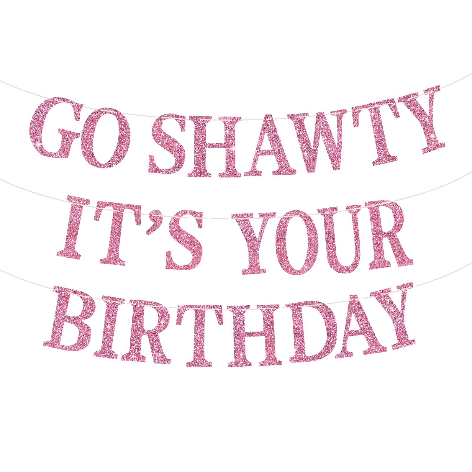 BEISHIDA Pink Go Shawty glitter birthday banner adds festive sparkle to celebrations.