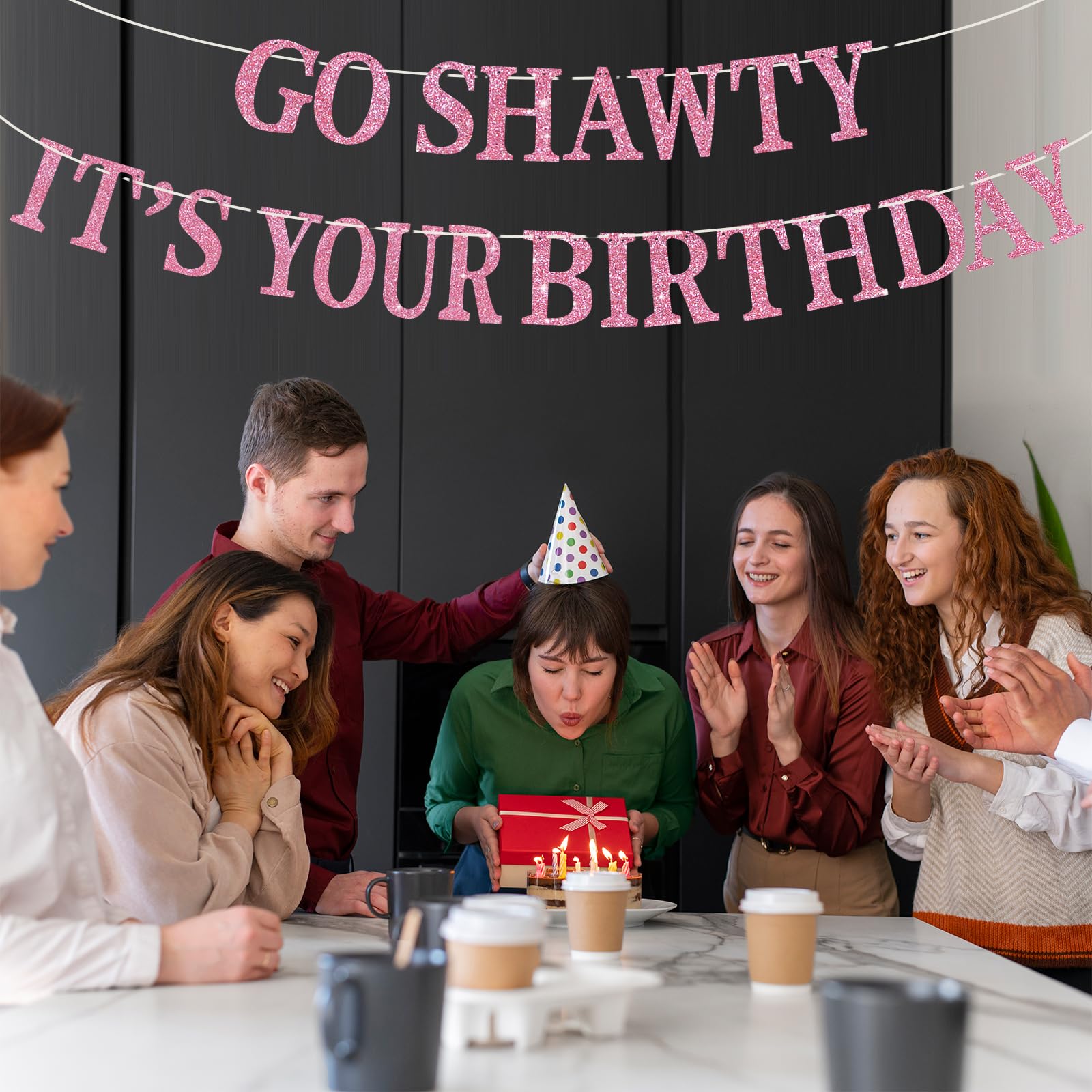 BEISHIDA Pink Go Shawty hip hop party decor fits walls, ceilings, and photo backdrops.