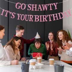 BEISHIDA Pink Go Shawty hip hop party decor fits walls, ceilings, and photo backdrops.