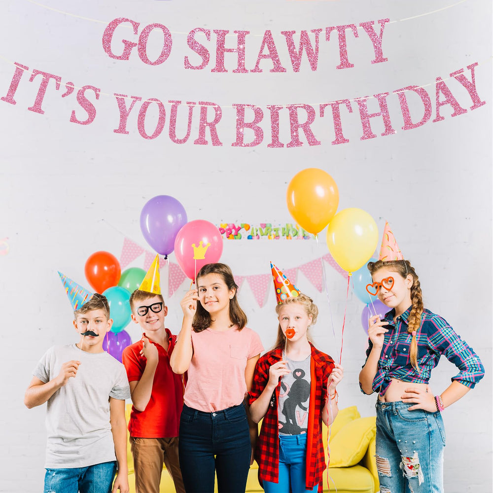BEISHIDA Pink Go Shawty lightweight card stock banner is reusable after events.