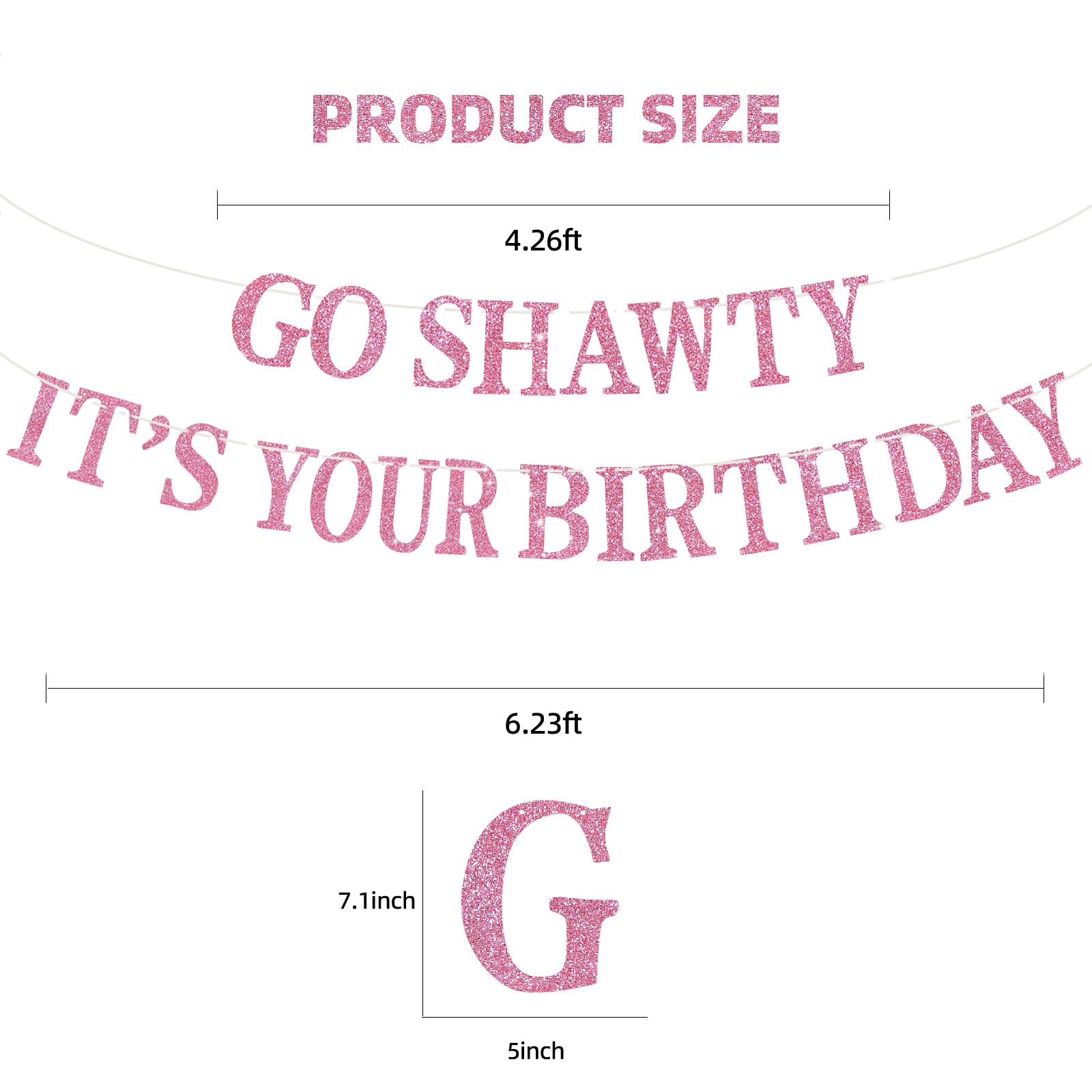 BEISHIDA Pink Go Shawty two banners create a bold birthday backdrop.
