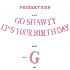 BEISHIDA Pink Go Shawty two banners create a bold birthday backdrop.