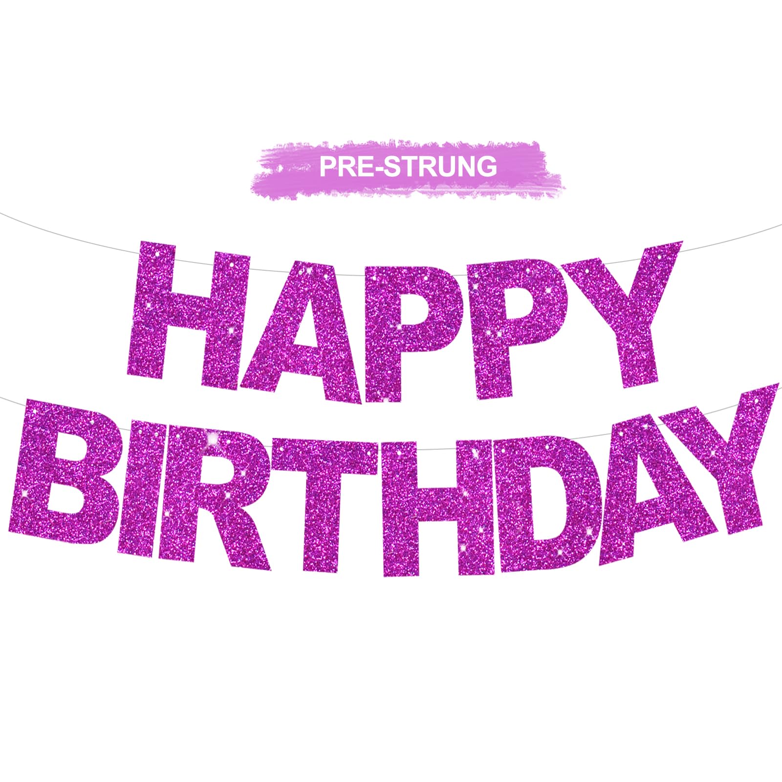 BEISHIDA Purple Happy Birthday Banner with gold foil edges for elegant party decor
