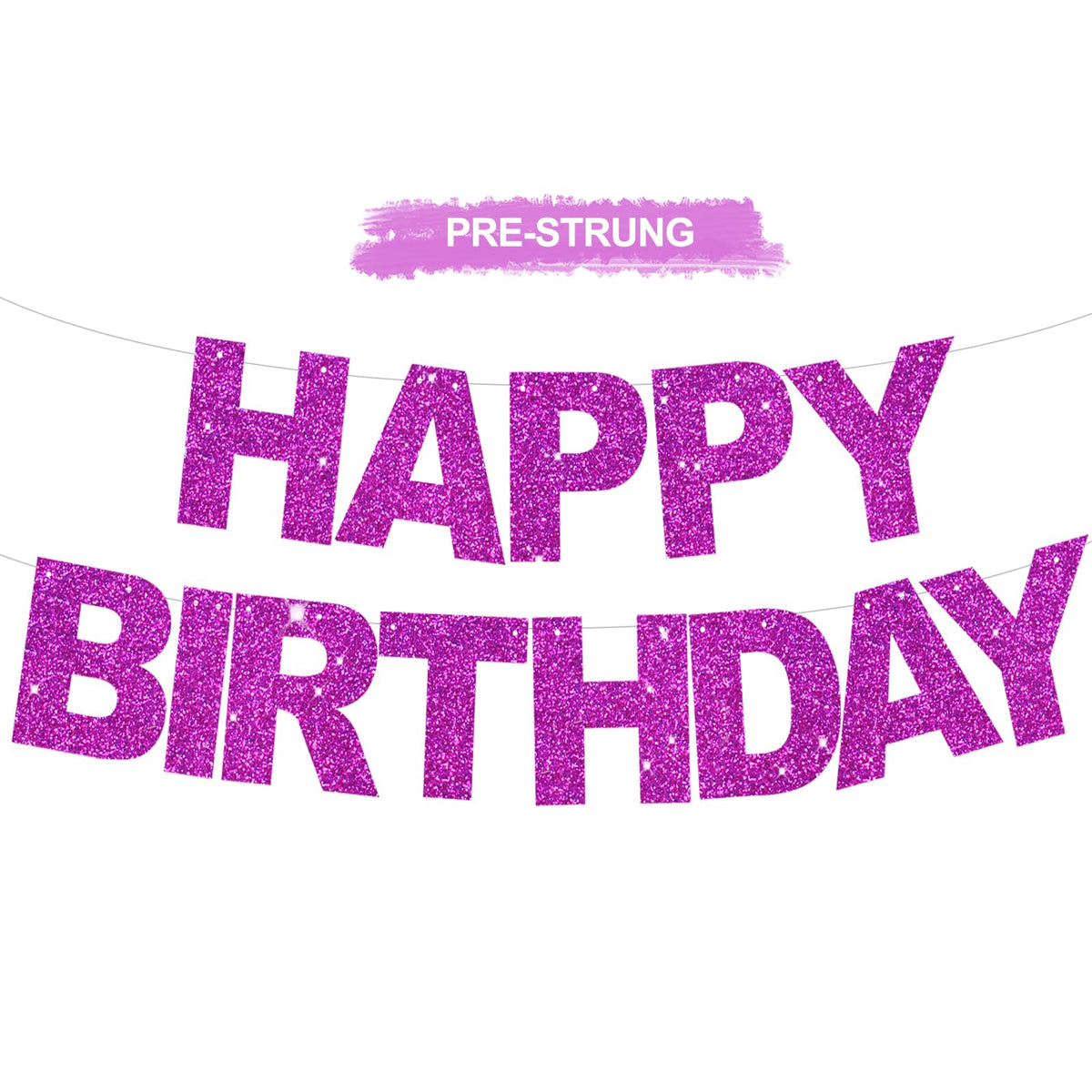 BEISHIDA Purple Happy Birthday Banner with gold foil edges for elegant party decor
