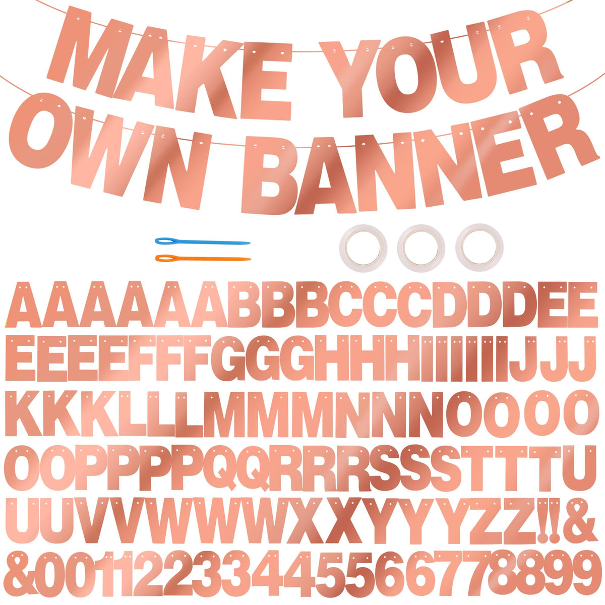 BEISHIDA rose gold DIY banner kit ready for double-sided party decor and photos.