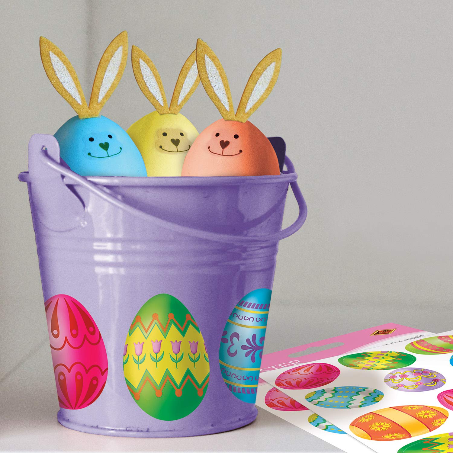 Beistle Color Bright Easter Egg Stickers with assorted designs for versatile Easter decor