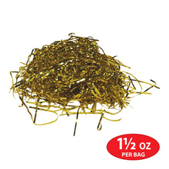 Beistle Gleam 'N Shreds gold strands closeup highlighting reflective foil texture for luxe accents