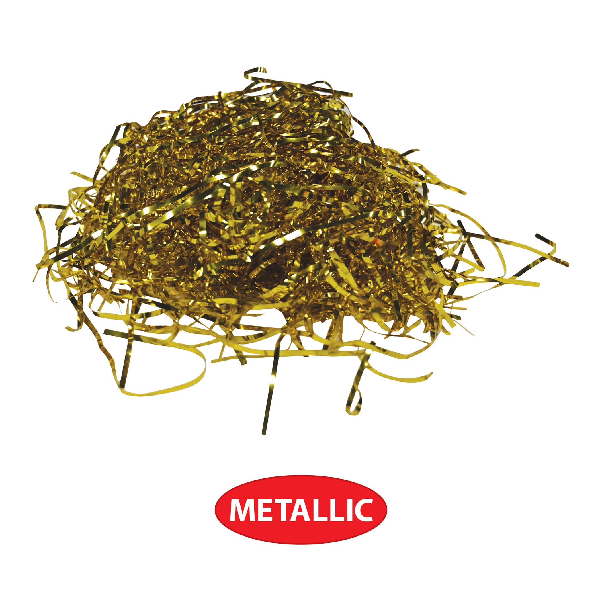 Beistle Gleam 'N Shreds gold strands in gift bag adding festive shimmer