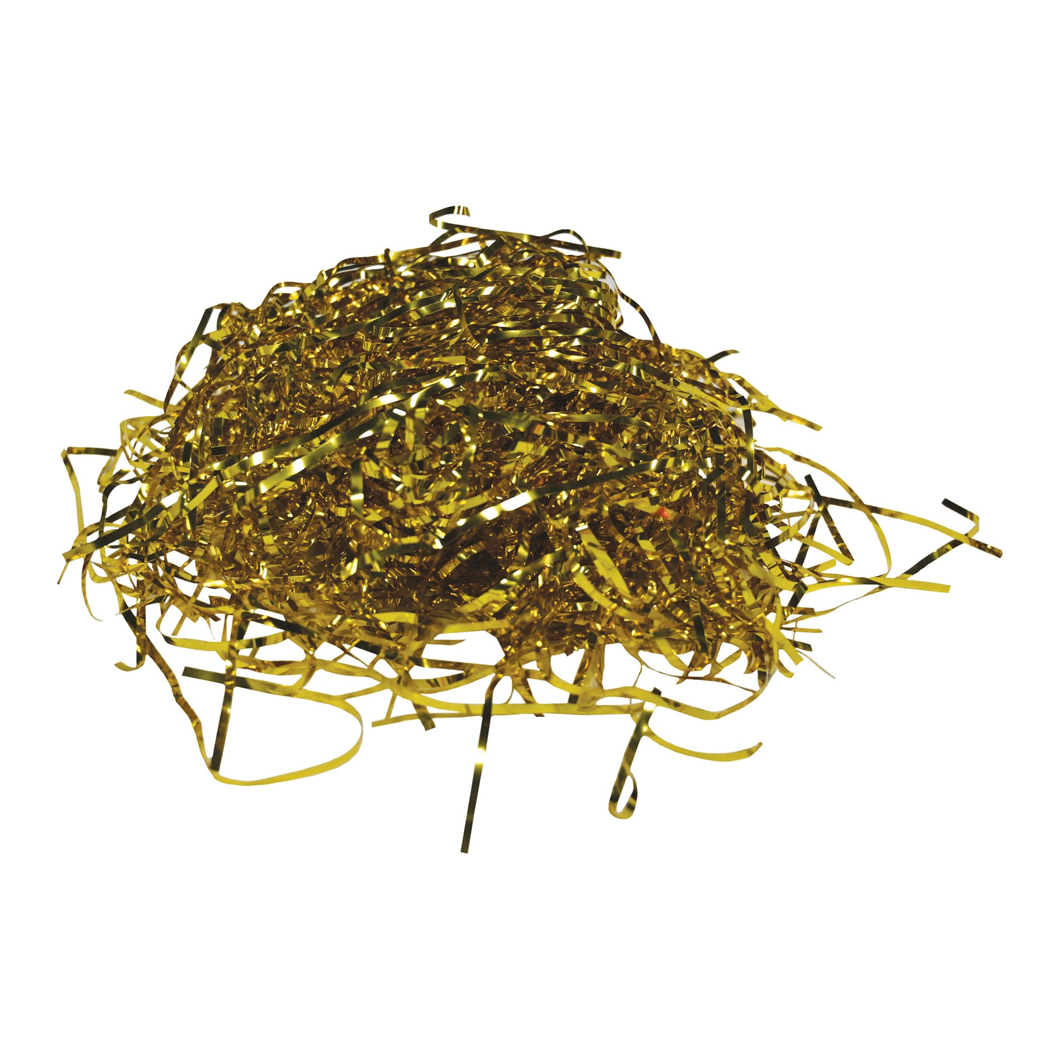Beistle Gleam 'N Shreds gold strands pack showing shimmering filler for gifts and decor