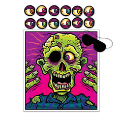 Beistle pin the eyeball on the zombie poster game ready for Halloween party fun
