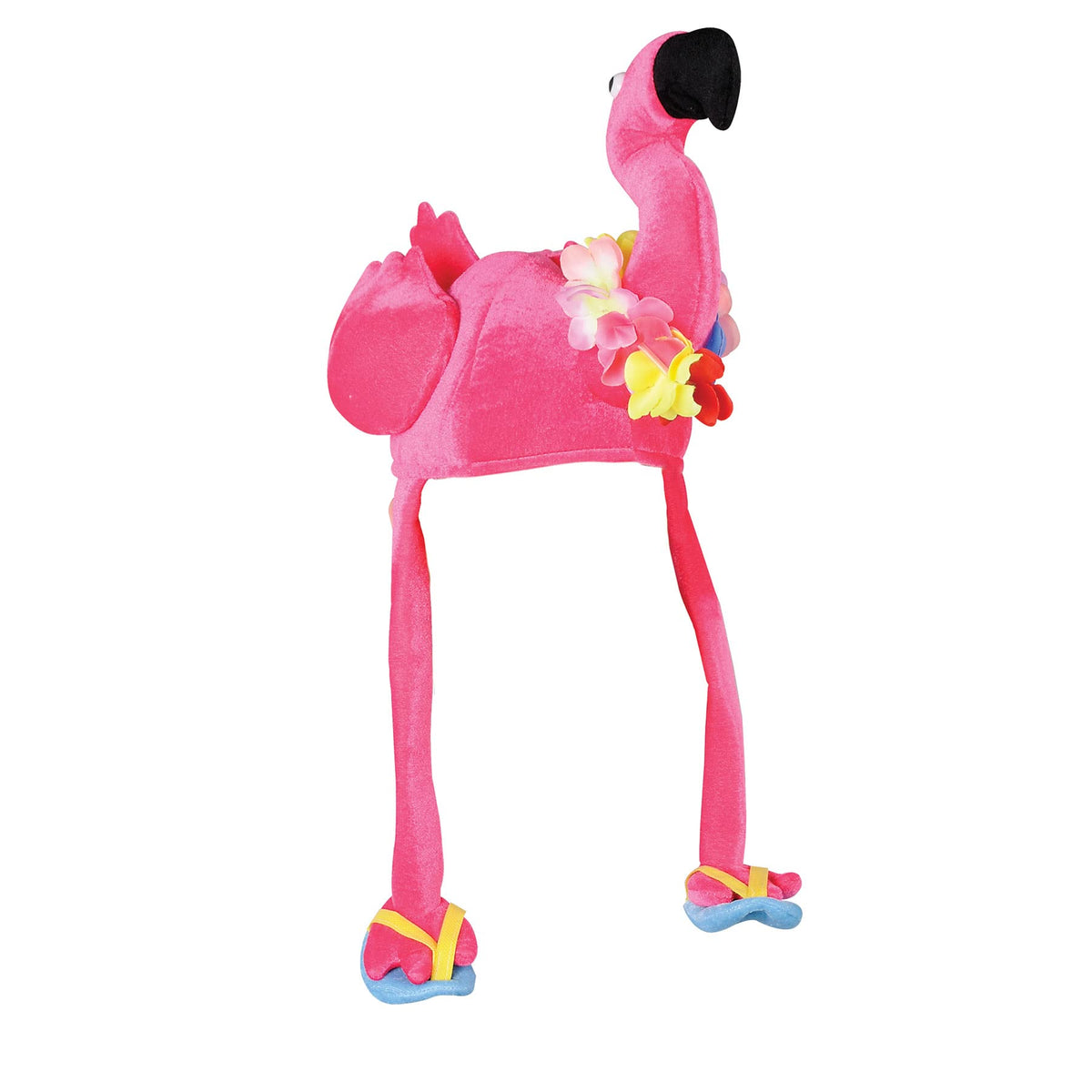 Beistle Plush Flamingo Hat front view for luau photo ops.