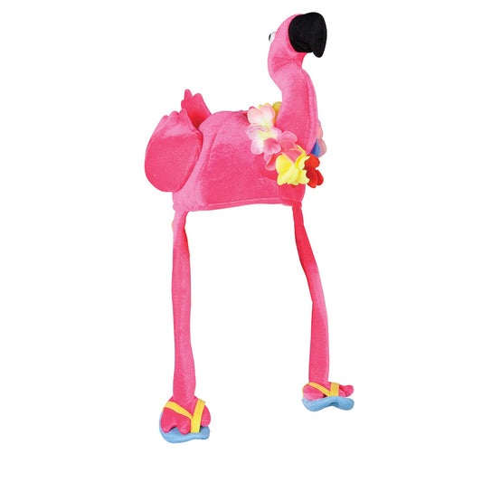 Beistle Plush Flamingo Hat front view for luau photo ops.