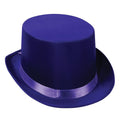 Beistle satin sleek top hat purple front view for chic party styling