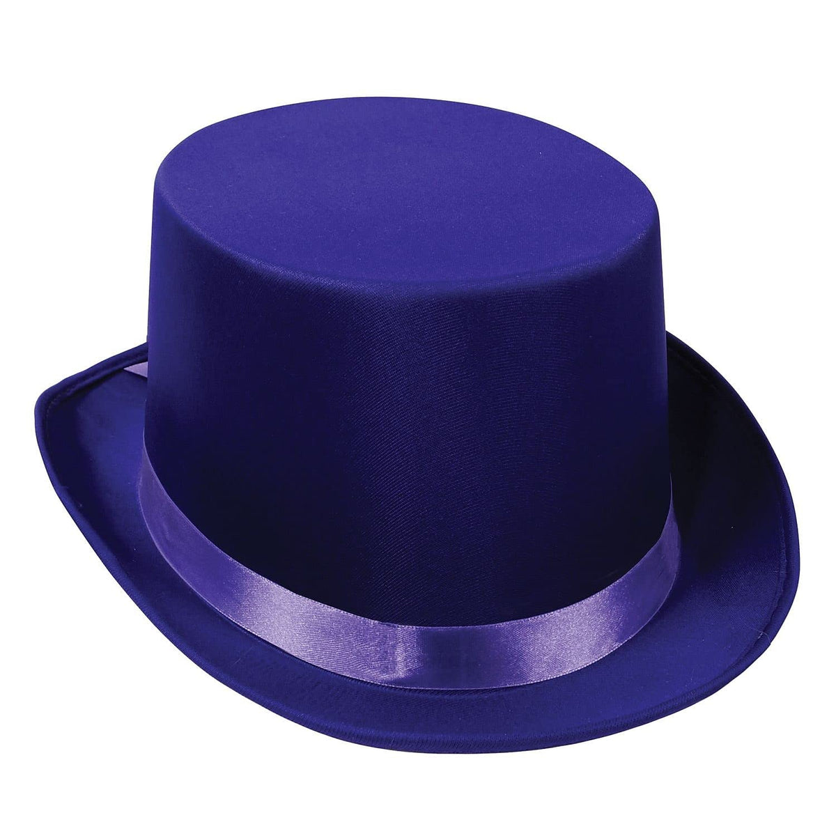 Beistle satin sleek top hat purple front view for chic party styling