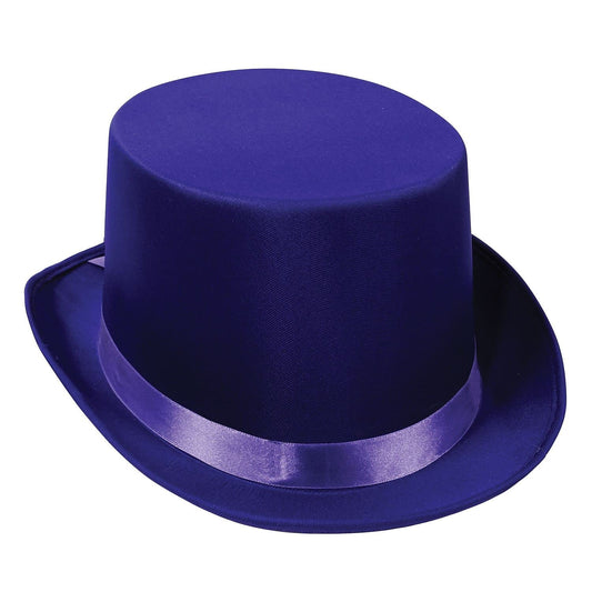 Beistle satin sleek top hat purple front view for chic party styling