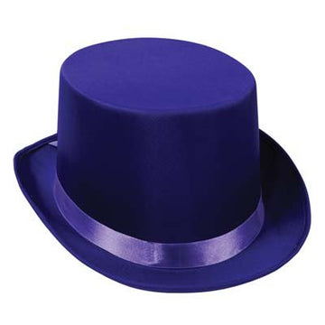 Beistle satin sleek top hat purple side view ideal for festive costumes
