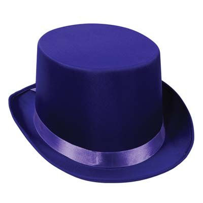 Beistle satin sleek top hat purple side view ideal for festive costumes