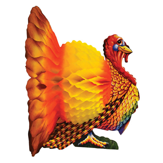 Beistle tissue turkey centerpiece assembly for easy setup on Thanksgiving tables