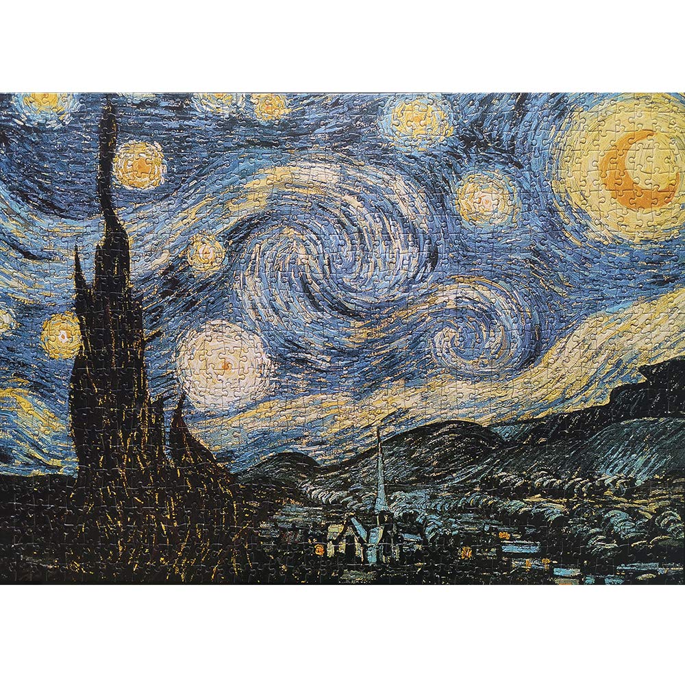 BEIWO Starry Night puzzle inside content includes sturdy pieces and back labeling for quick start