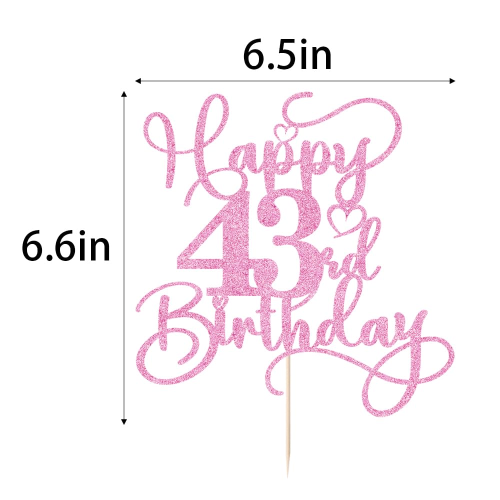 Bejotaa glitter pink cake topper 43rd for elegant anniversary celebrations.