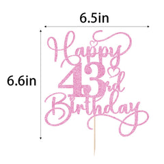 Bejotaa glitter pink cake topper 43rd for elegant anniversary celebrations.