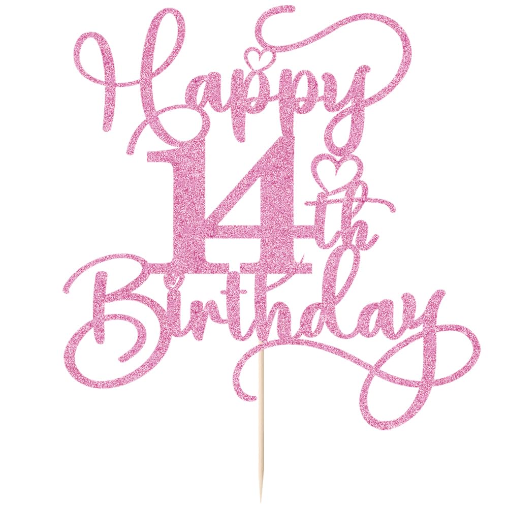 Bejotaa glitter pink cake topper close-up highlighting its sparkling finish.