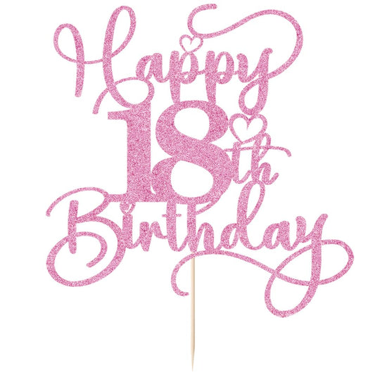 Bejotaa glittery pink cake topper close-up highlights shimmering party ambiance.